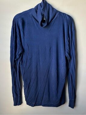 Vintage LL Bean Mens Blue 100% Silk Turtleneck Base Layer Sheer winterlayering L